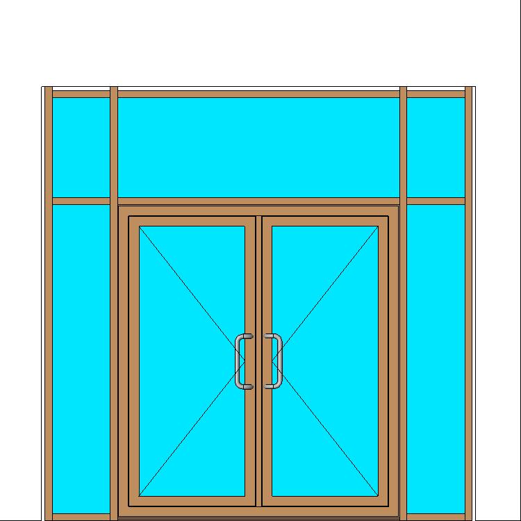 Витраж с двустворчатой дверью наружного открывания